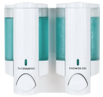 BETTER LIVING PRODUCTS DOUBLE AVIVA WHITE/TRANSLUCENT LOCKABLE DISPENSER, 36250